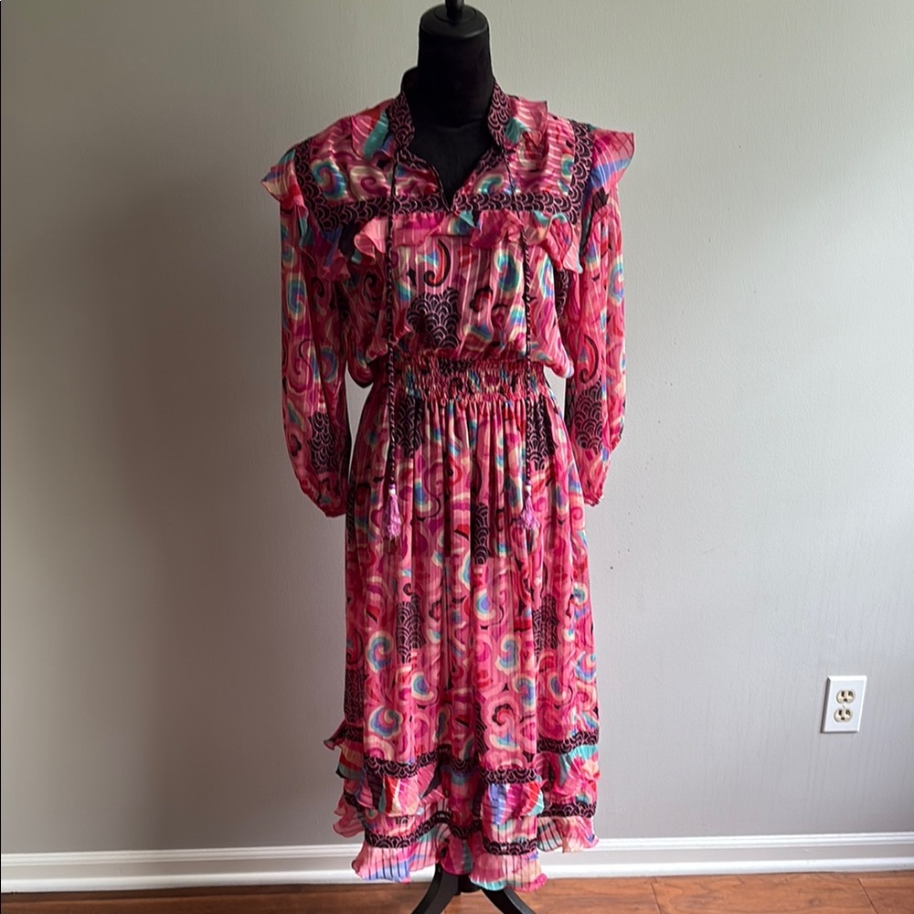 Vintage 80’s-90’s Pink Patterned Women's Dress